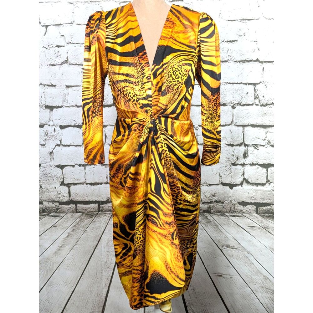 MARCIANO by GUESS Golden Sunset Animal Print Dress Bold Glamour Event Size 6